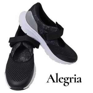 Alegria Black Mesh Mary Jane Sneakers Shoes Women's Size 39.5 Hook and Loop